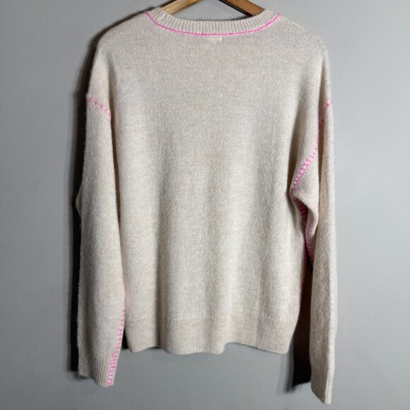 Dylan Harper Sweater Pullover Women's Small Tan Pink Knit Alpaca Wool Crewneck - Picture 11 of 14